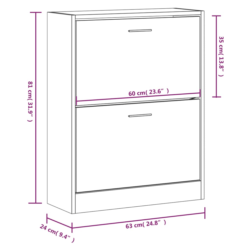 vidaXL Schoenenkast 63x24x81 cm bewerkt hout betongrijs