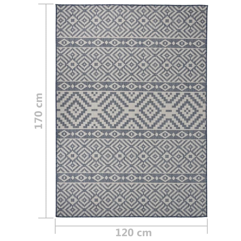 vidaXL Buitenkleed met patroon platgeweven 120x170 cm blauw