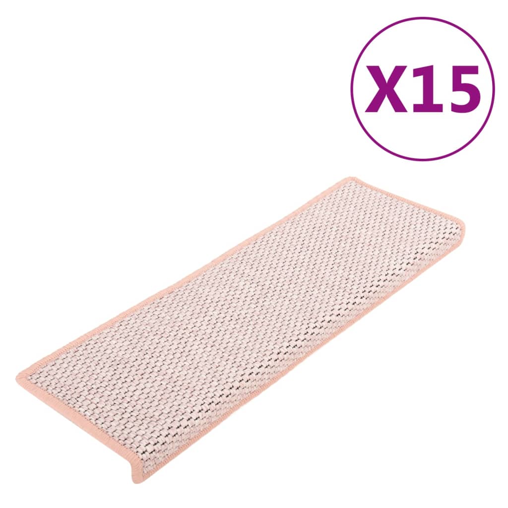 vidaXL Trapmatten zelfklevend 15 st sisal-look 65x21x4 cm rood