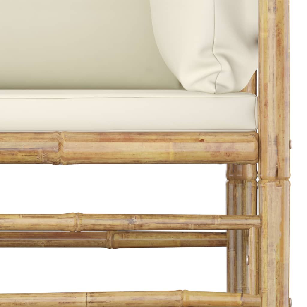 vidaXL 10-delige Loungeset met crèmewitte kussens bamboe