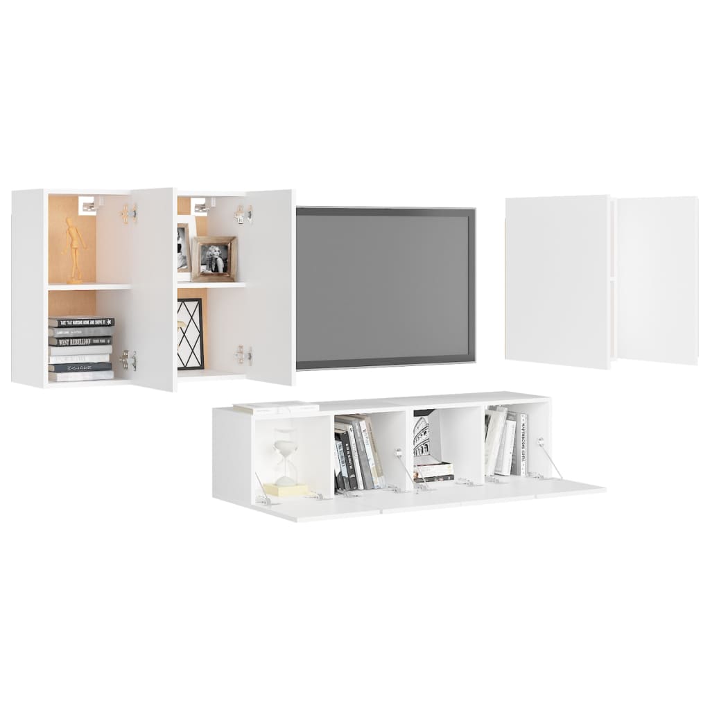 vidaXL 6-delige Tv-meubelset bewerkt hout wit