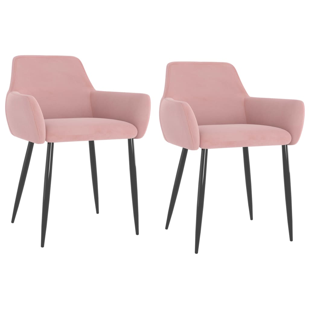 vidaXL Eetkamerstoelen 2 st fluweel roze