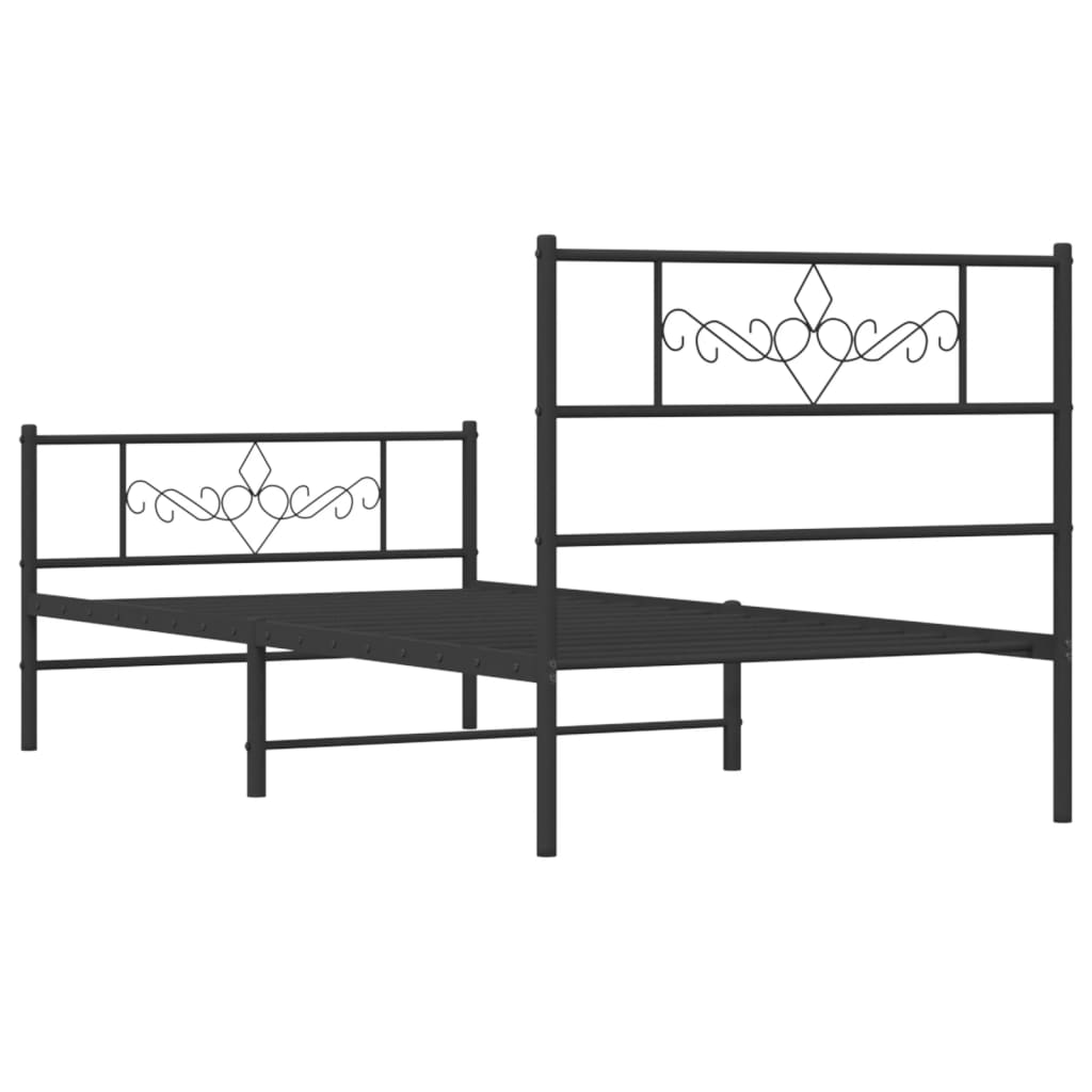 vidaXL Bedframe met hoofd- en voeteneinde metaal zwart 80x200 cm