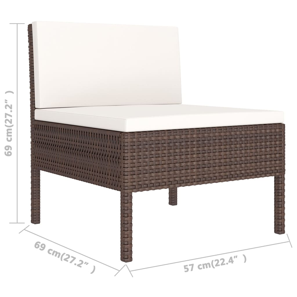 vidaXL 12-delige Loungeset met kussens poly rattan bruin