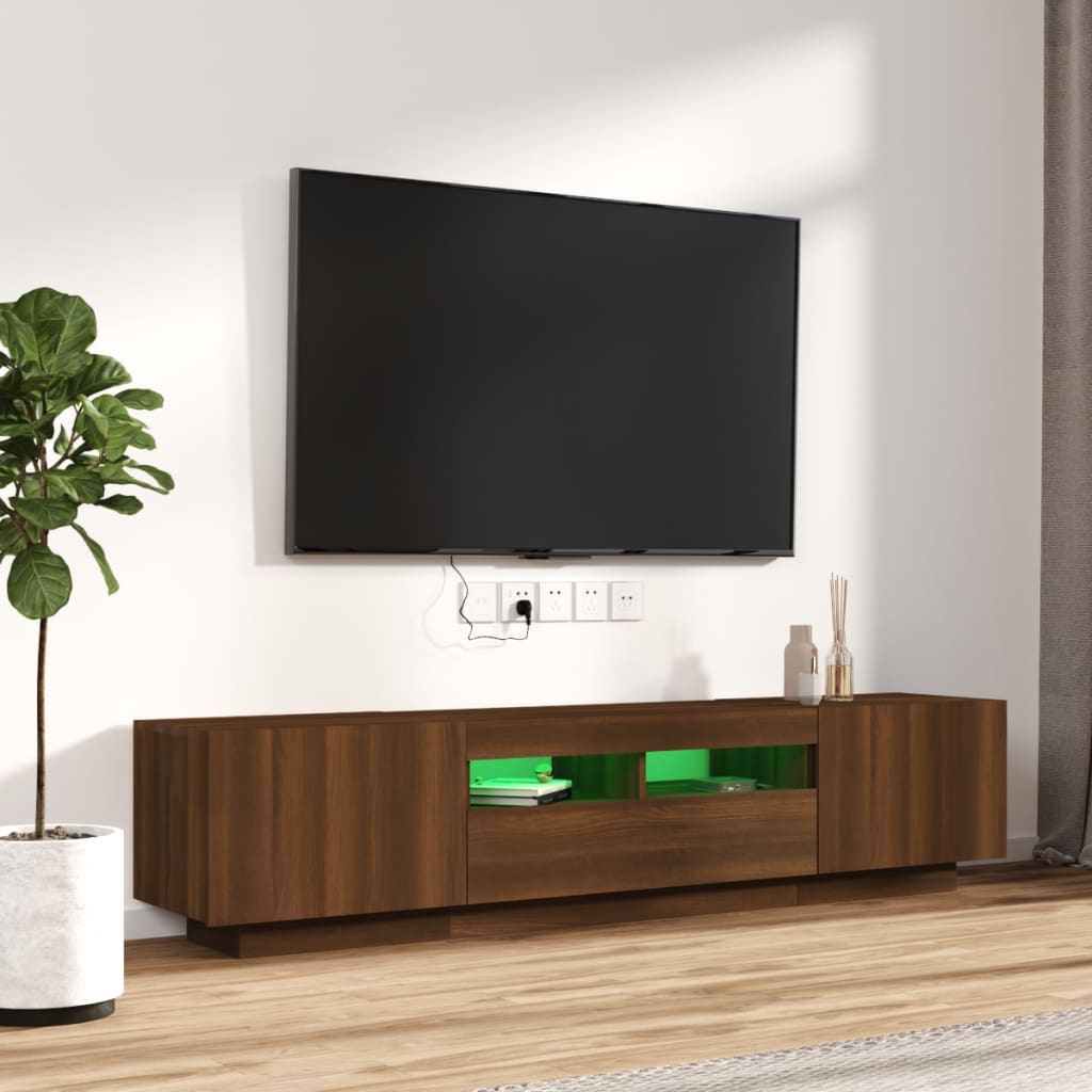vidaXL 2-delige Tv-meubelset met LED bewerkt hout bruineiken