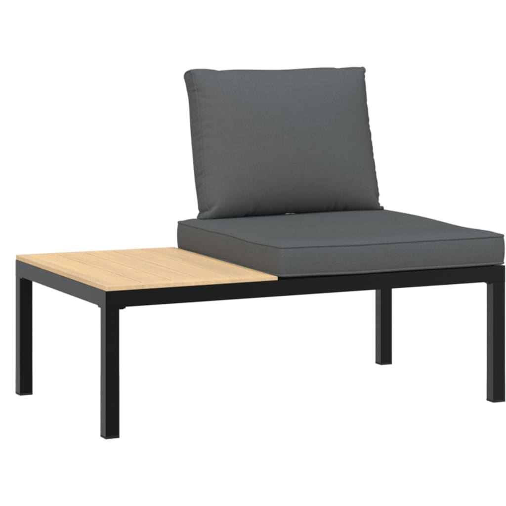 vidaXL 4-delige Loungeset met kussens aluminium zwart