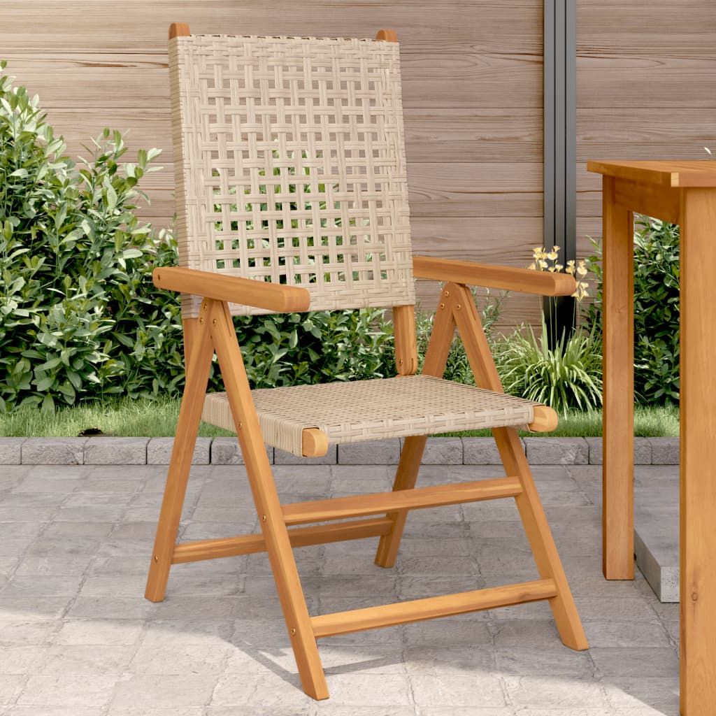 vidaXL Tuinstoelen 2 st massief acaciahout en poly rattan beige