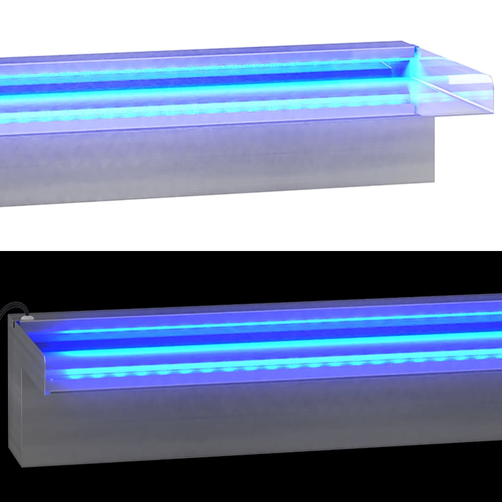 vidaXL Watervaloverlaat met RGB LED's 90 cm roestvrij staal