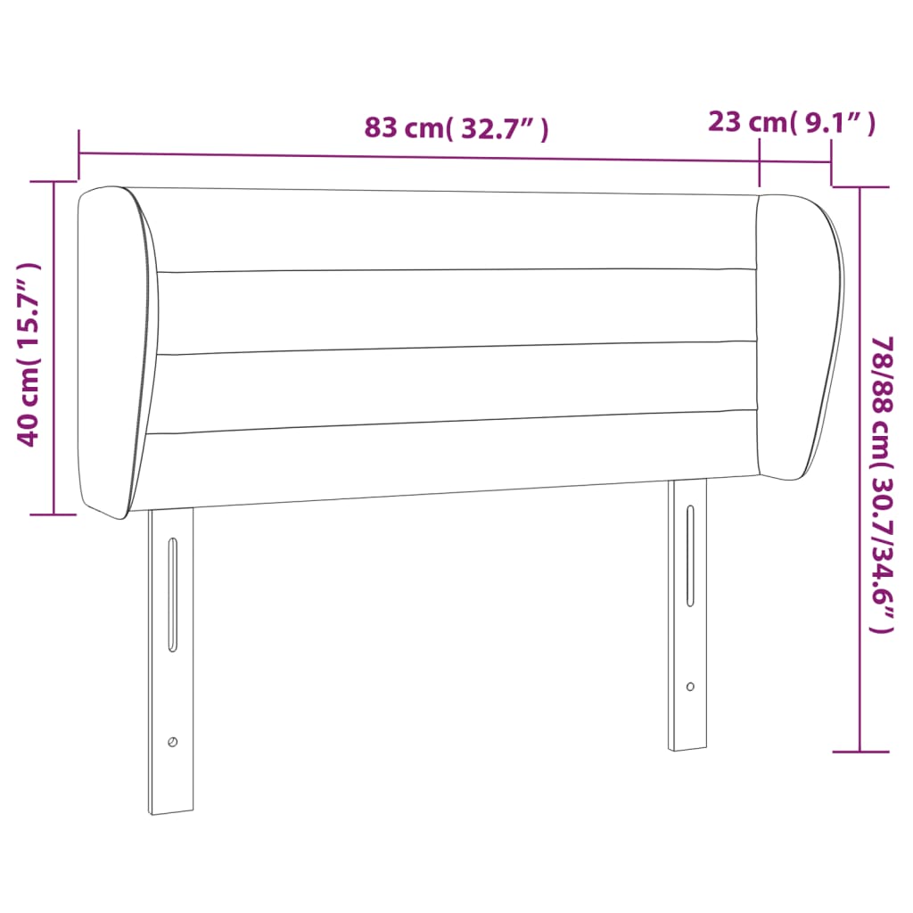 vidaXL Hoofdbord met randen 83x23x78/88 cm stof taupe