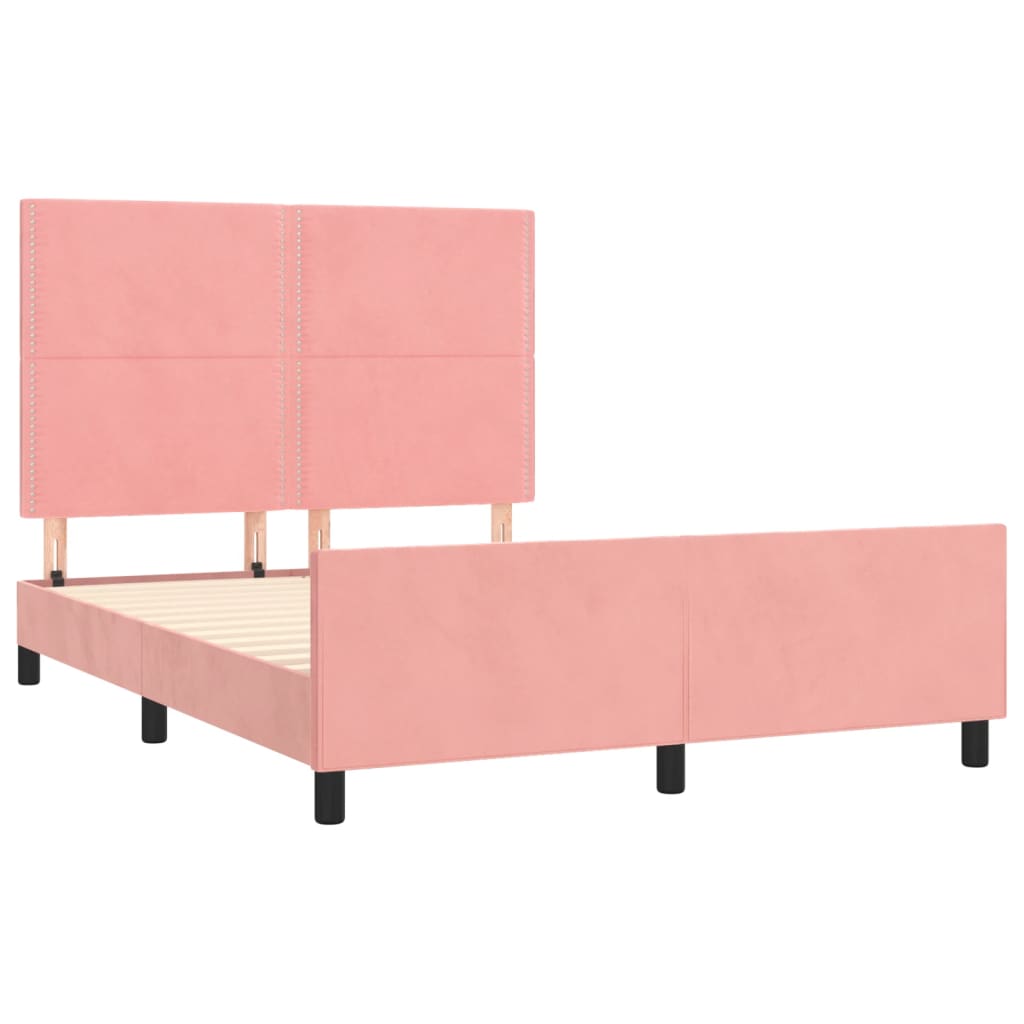 vidaXL Bedframe met hoofdeinde fluweel roze 140x200 cm