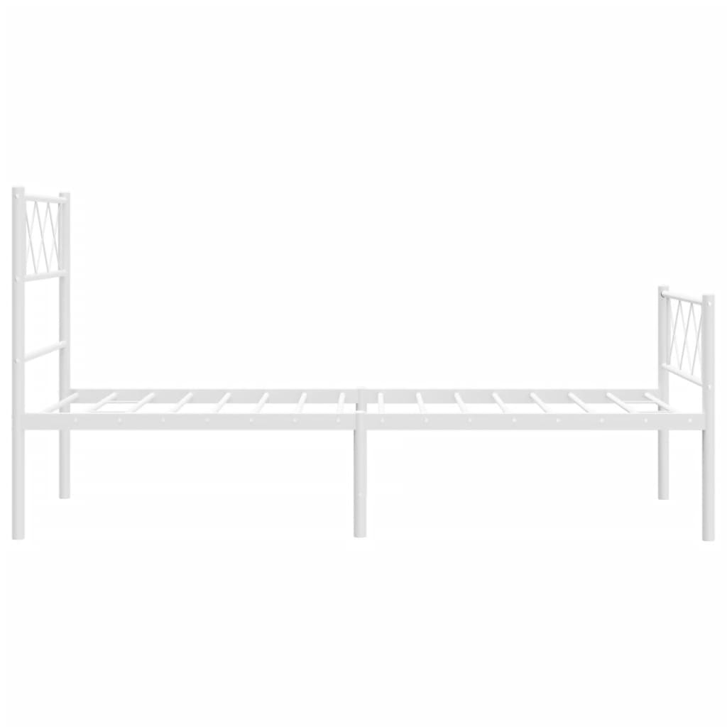 vidaXL Bedframe met hoofd- en voeteneinde metaal wit 100x190 cm