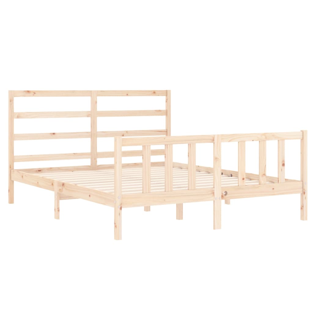 vidaXL Bedframe met hoofdbord massief hout