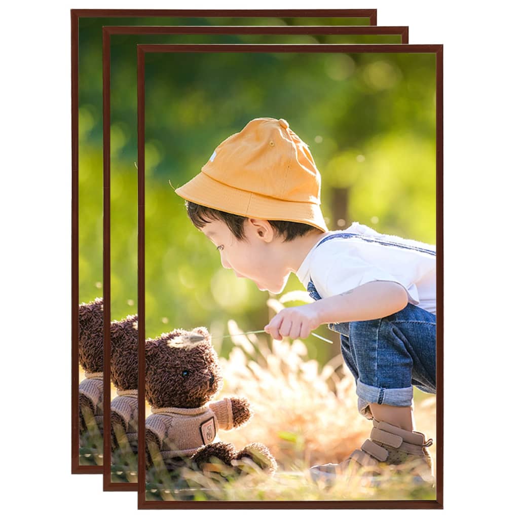 vidaXL Fotolijsten 3 st voor wand of tafel 28x35 cm MDF bronskleurig