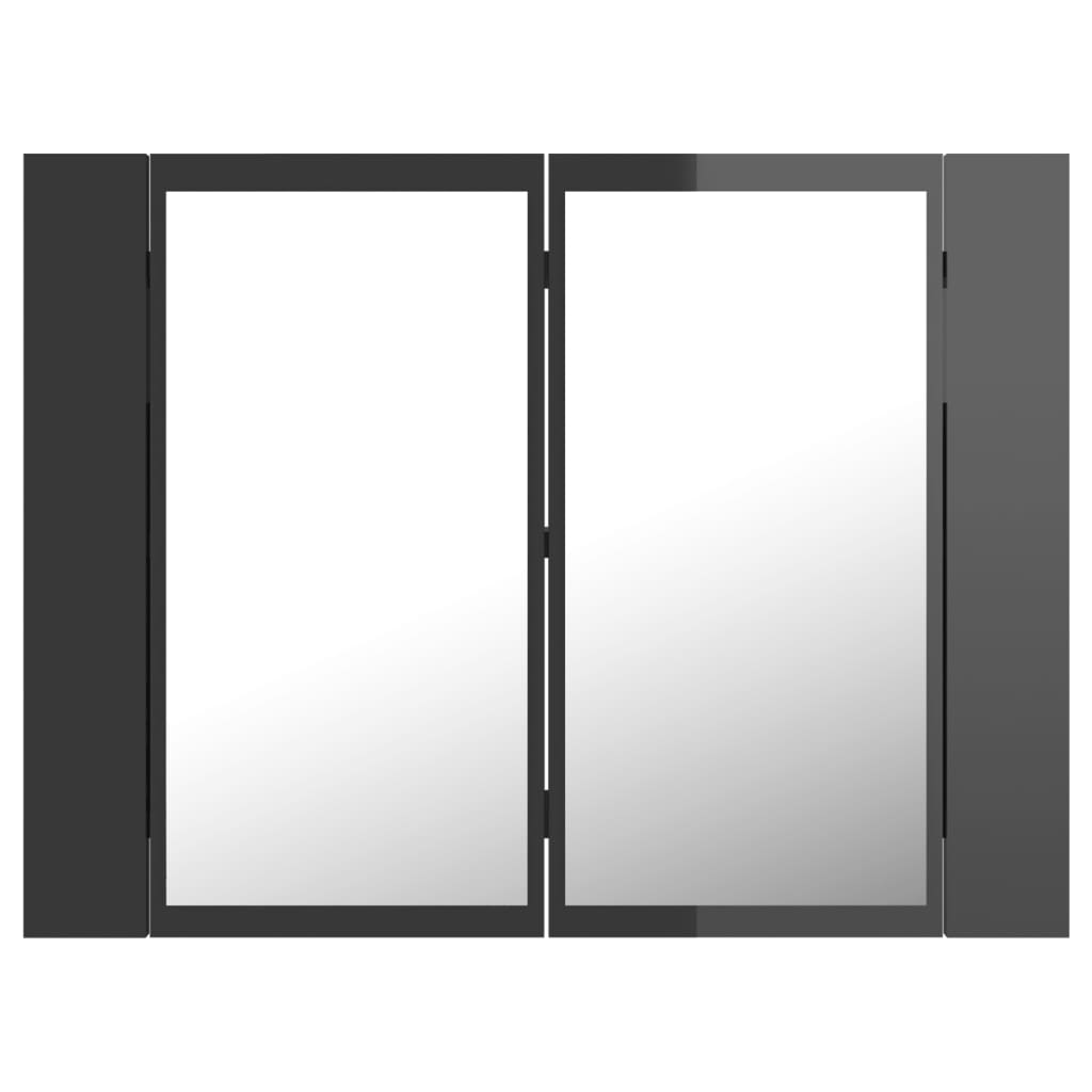 vidaXL Badkamerkast met spiegel en LED 60x12x45 acryl hoogglans grijs