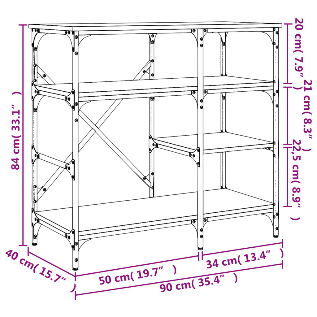 vidaXL Bakkersrek 90x40x84 cm bewerkt hout en metaal zwart