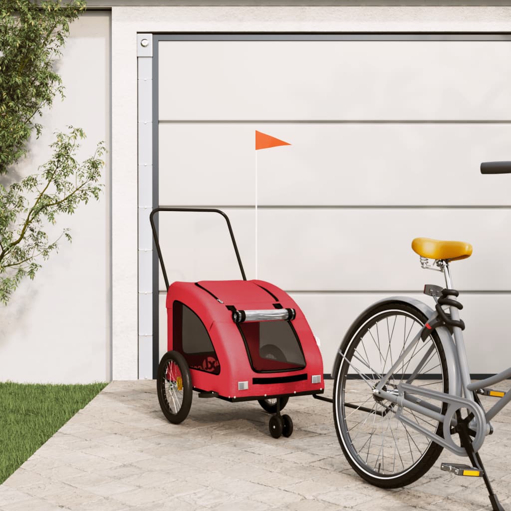 vidaXL Hondenfietstrailer oxford stof en ijzer rood