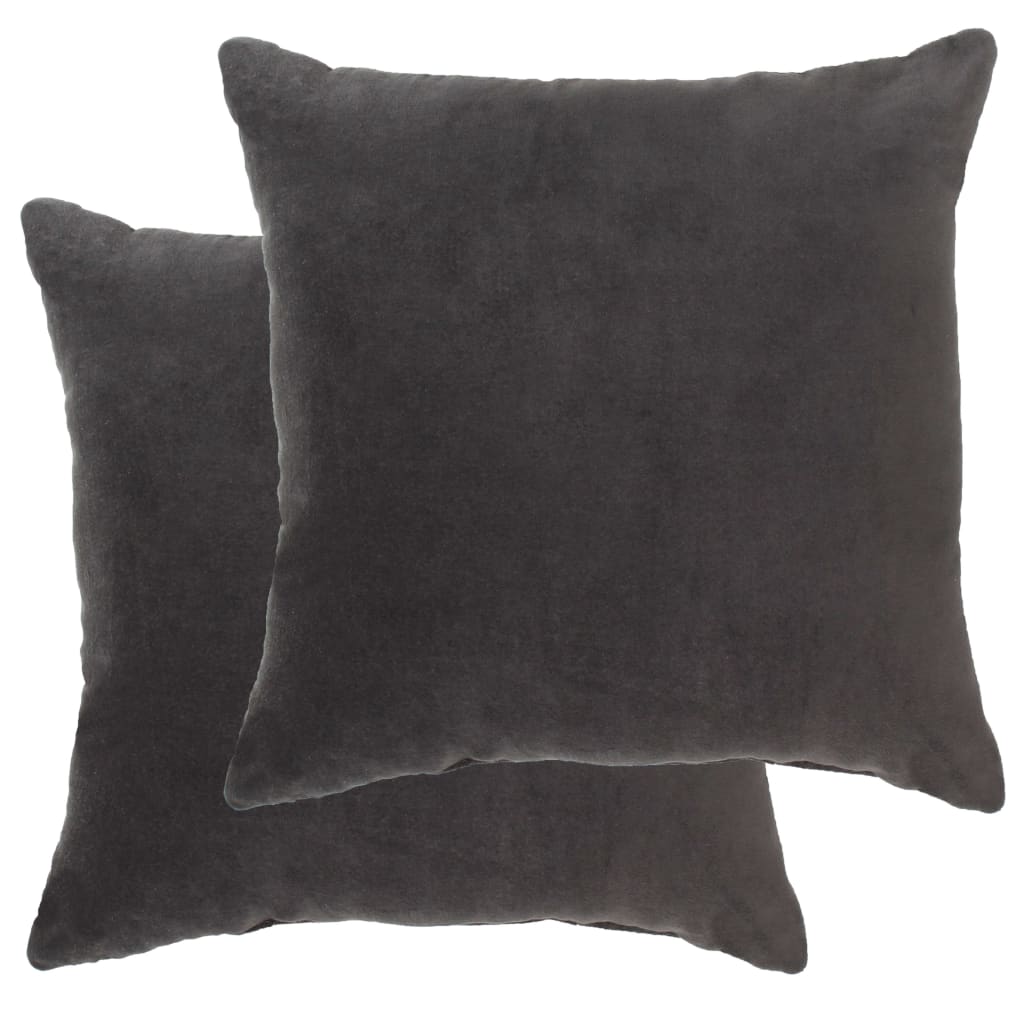 vidaXL Kussens 2 st 45x45 cm katoenfluweel antraciet