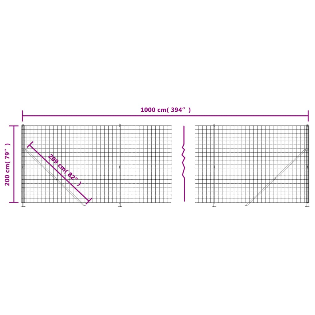 vidaXL Draadgaashek met flens 2x10 m groen