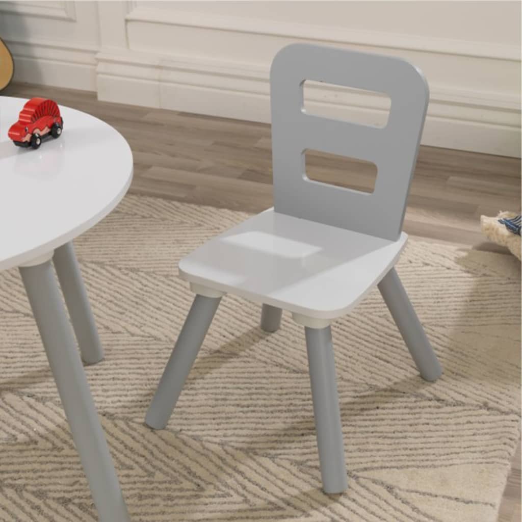 KidKraft Kinderopbergtafel en stoelen set grijs massief hout 26166