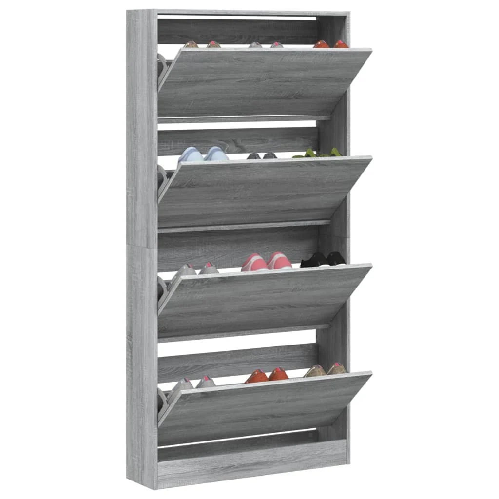 vidaXL Schoenenkast met 4 klaplades 80x21x163,5 cm grijs sonoma