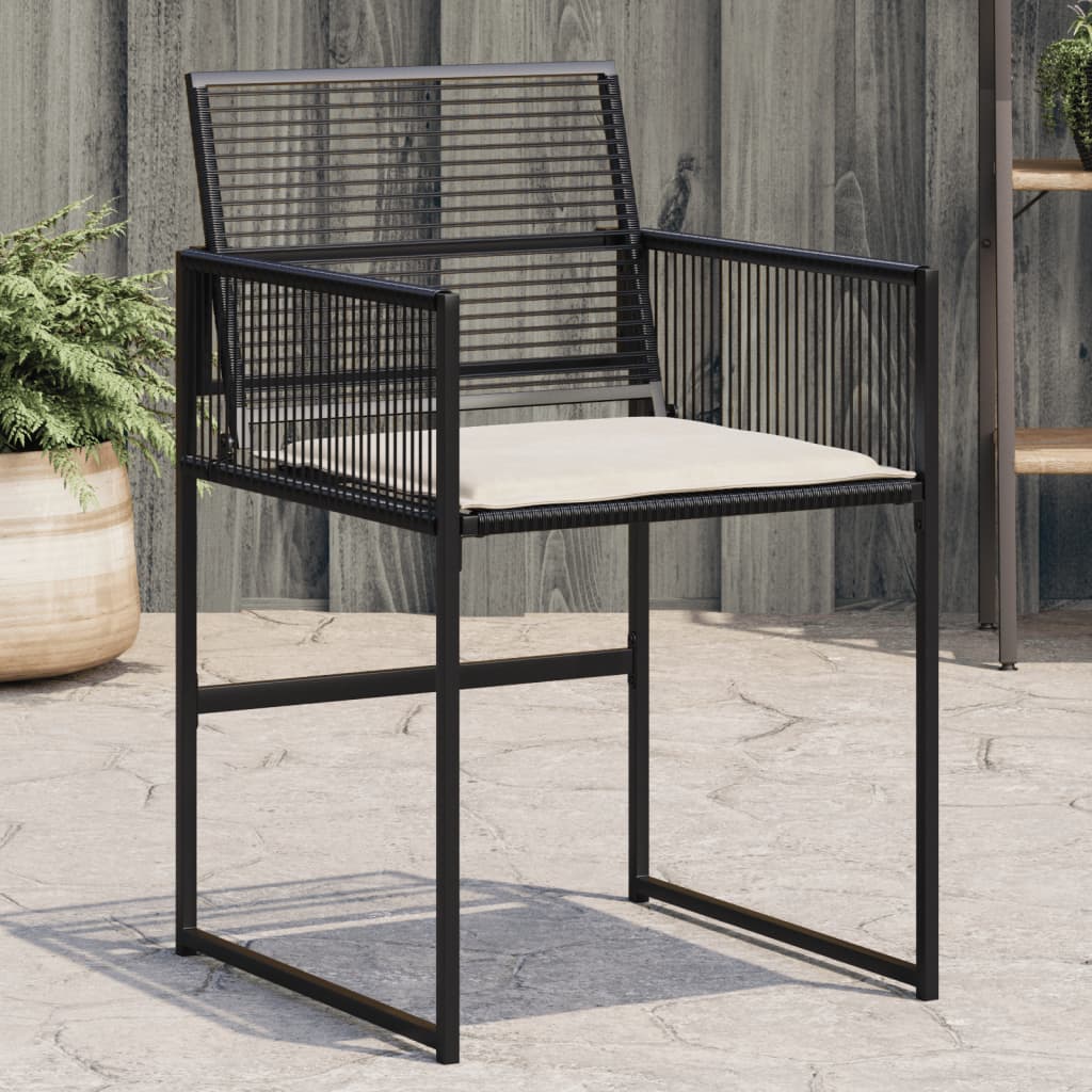 vidaXL Tuinstoelen 4 st met kussens poly rattan zwart