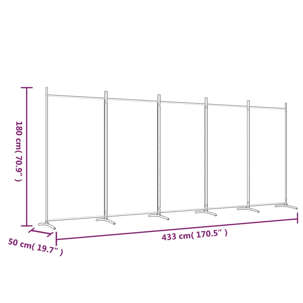 vidaXL Kamerscherm met 5 panelen 433x180 cm stof antracietkleurig