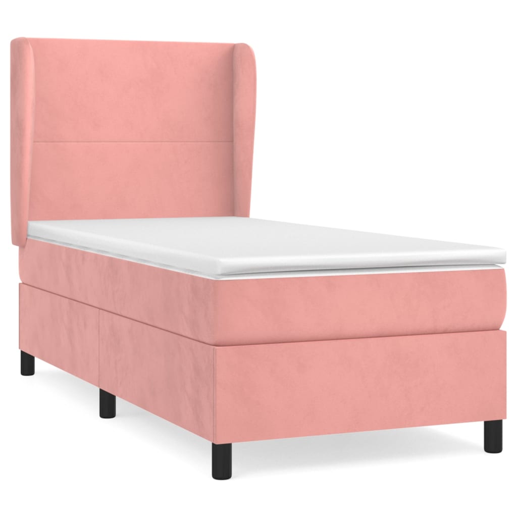 vidaXL Boxspring met matras fluweel roze 80x200 cm