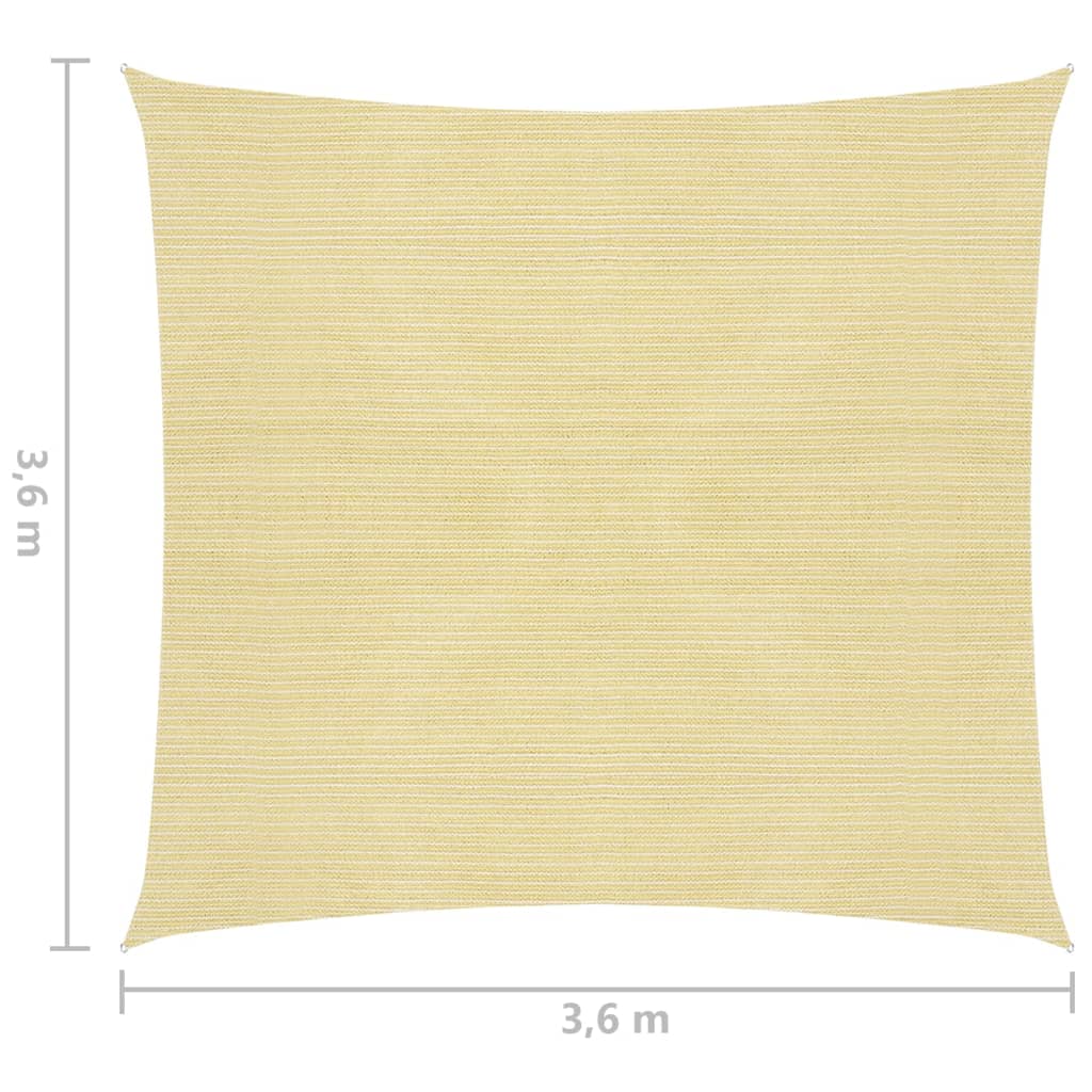 vidaXL Zonnescherm HDPE vierkant beige 3,6x3,6 m