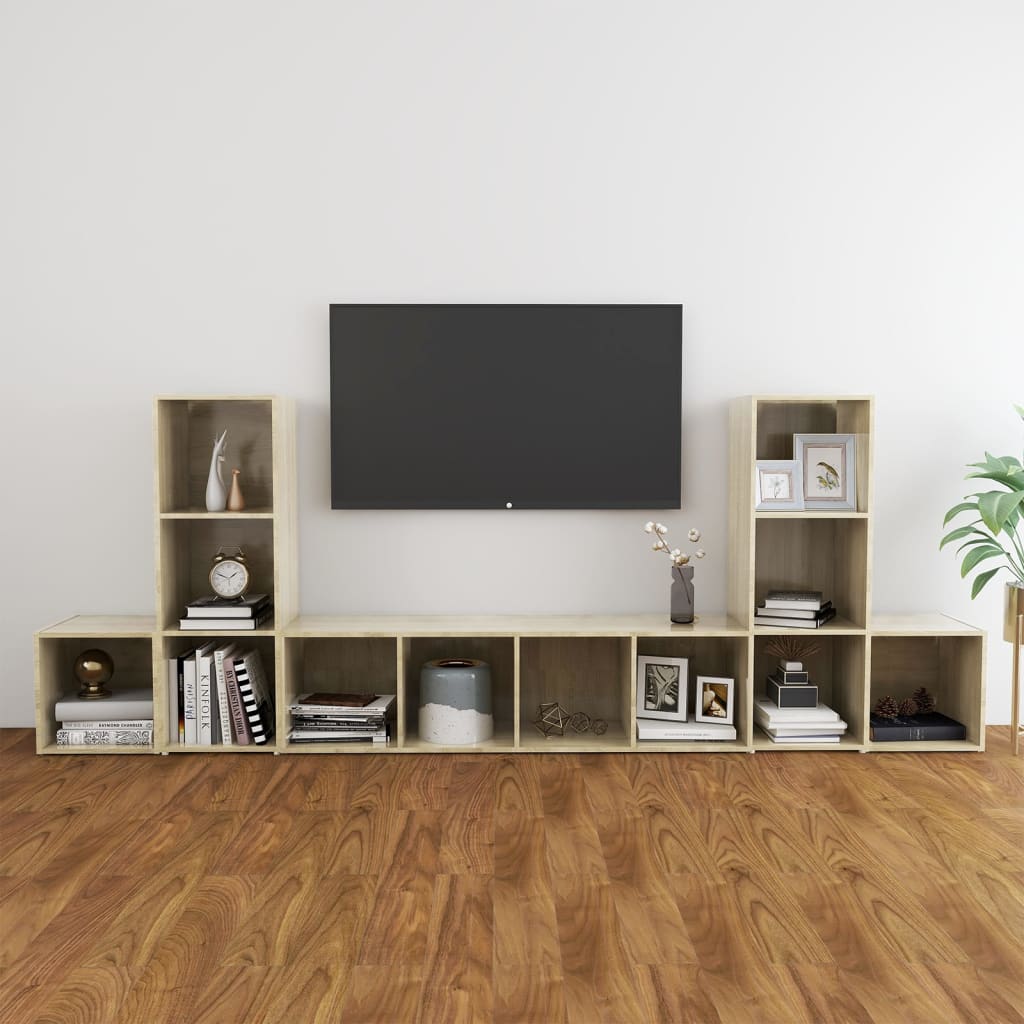vidaXL 5-delige Tv-meubelset spaanplaat sonoma eikenkleurig