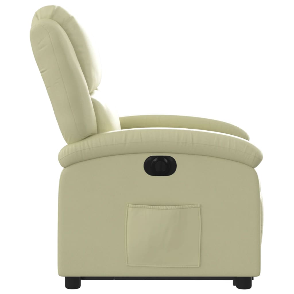 vidaXL Sta-op-stoel elektrisch echt leer crèmekleurig