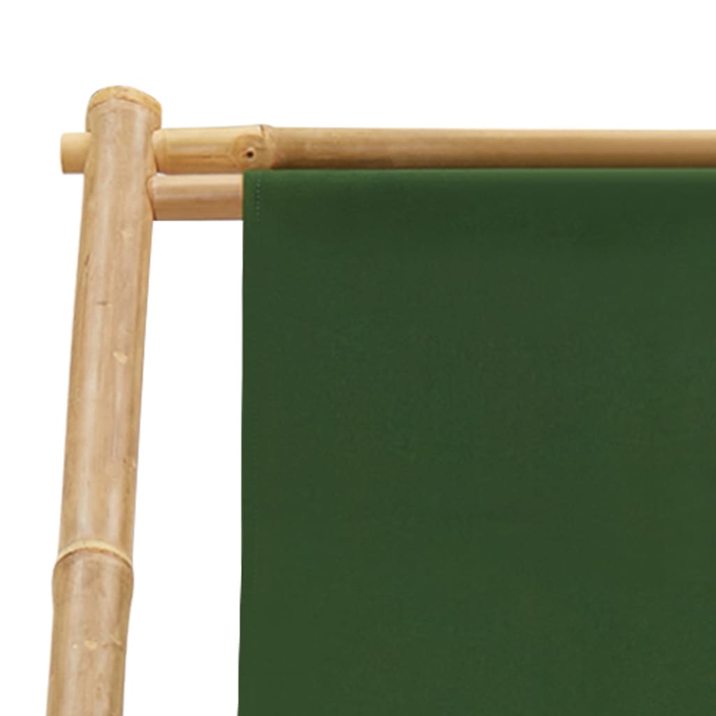 vidaXL Ligstoel bamboe en canvas groen