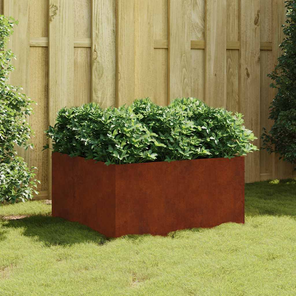 Focolare Da Esterno In Acciaio Invecchiato - 80x80x40 Cm - Quadrato, Marrone - Per Giardino, Campeggio, BBQ