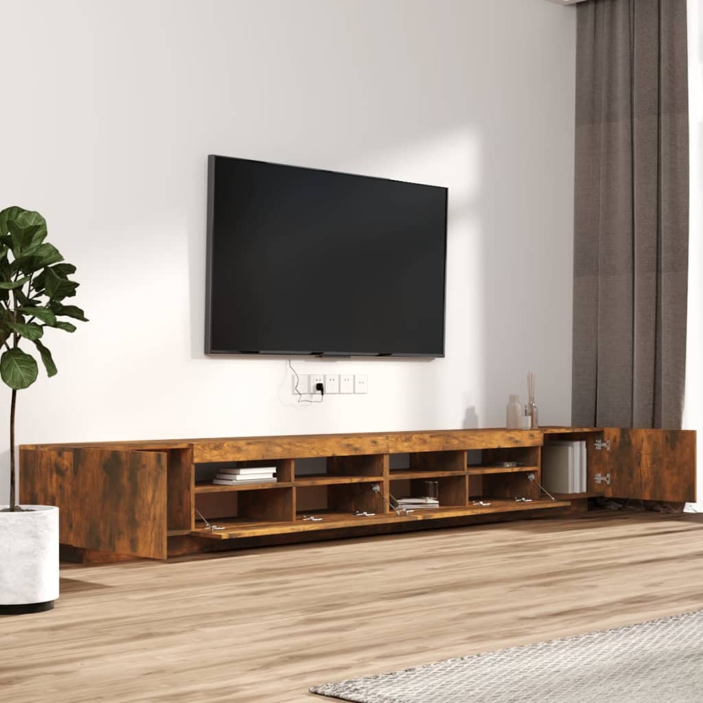 vidaXL 3-delige Tv-meubelset met LED bewerkt hout gerookt eikenkleurig