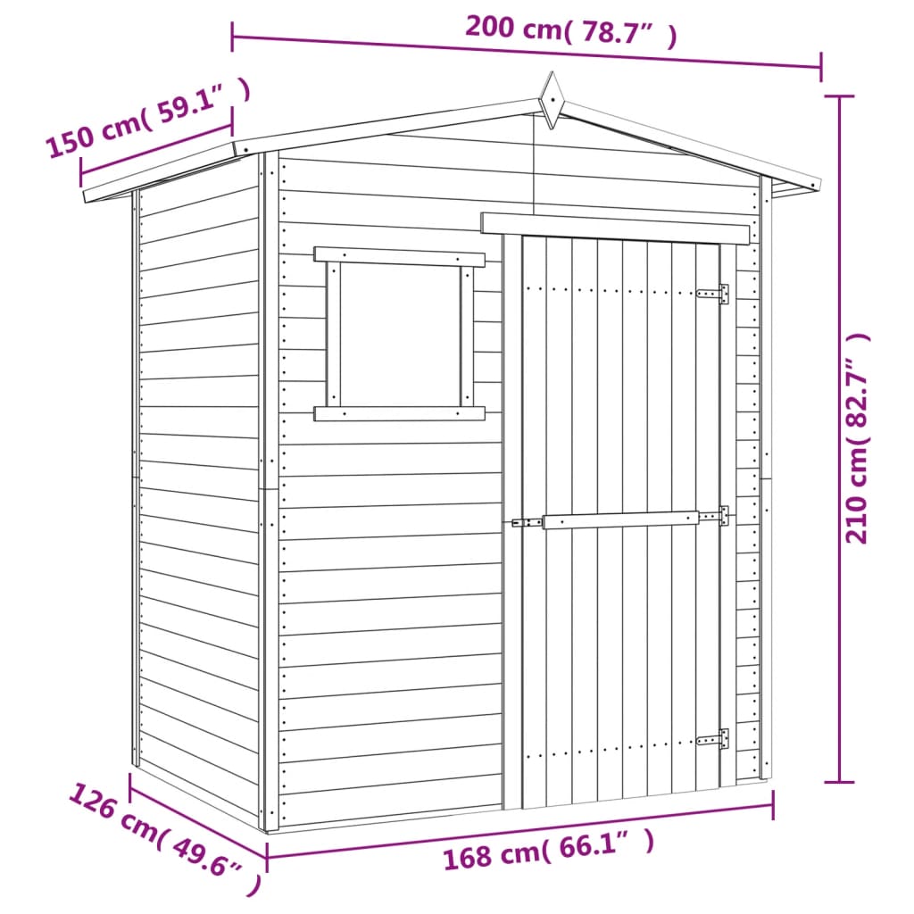 vidaXL Tuinhuis 1,5x2 m geïmpregneerd grenenhout
