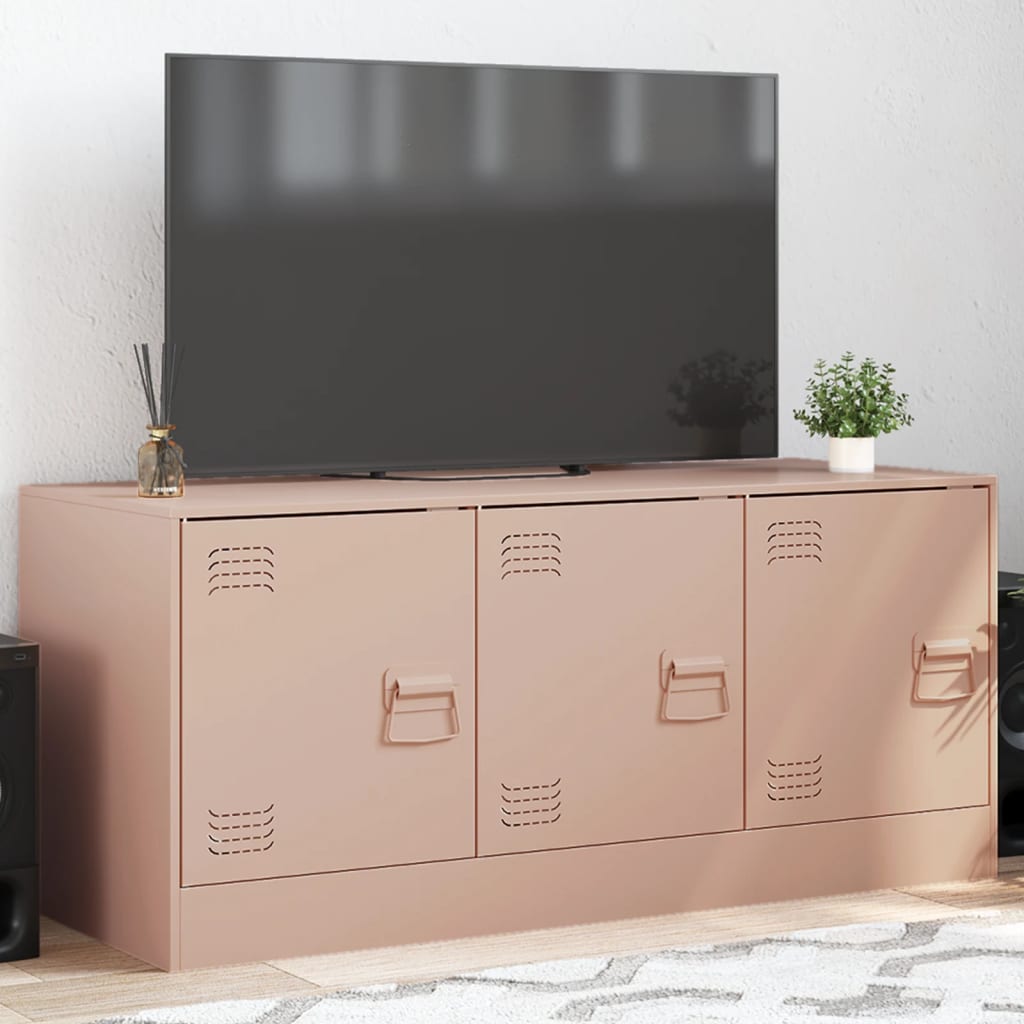 vidaXL Tv-meubel 99x39x44 cm staal roze