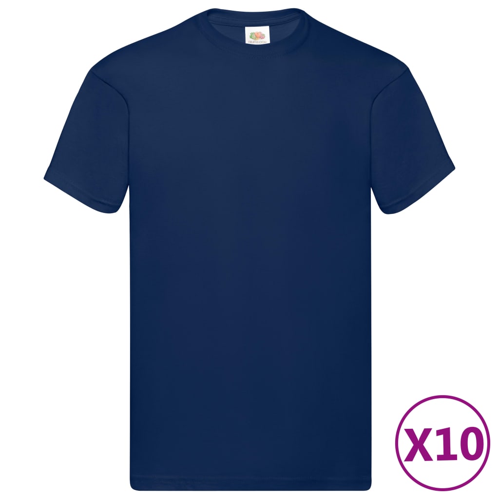 Fruit of the Loom T-shirts Original 10 st XXL katoen marineblauw