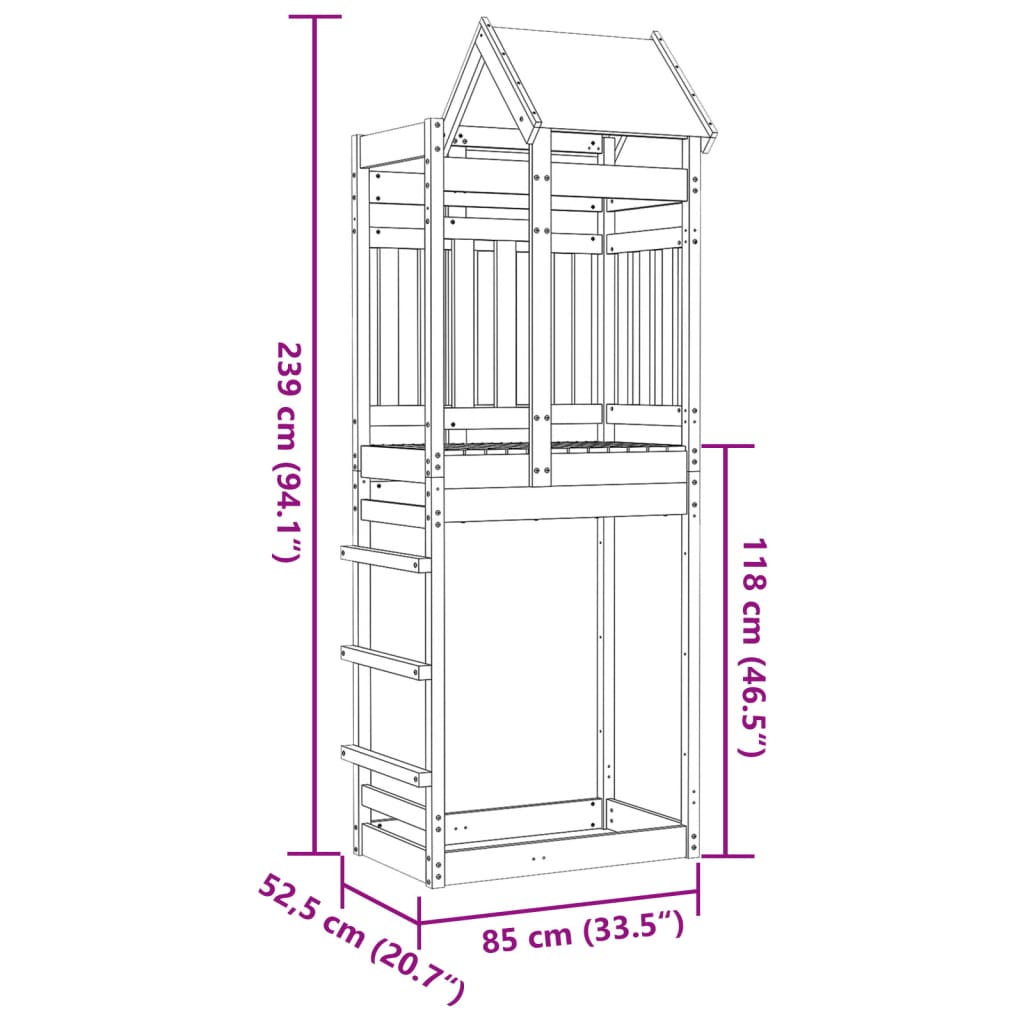 vidaXL Speeltoren 85x52,5x239 cm geïmpregneerd grenenhout