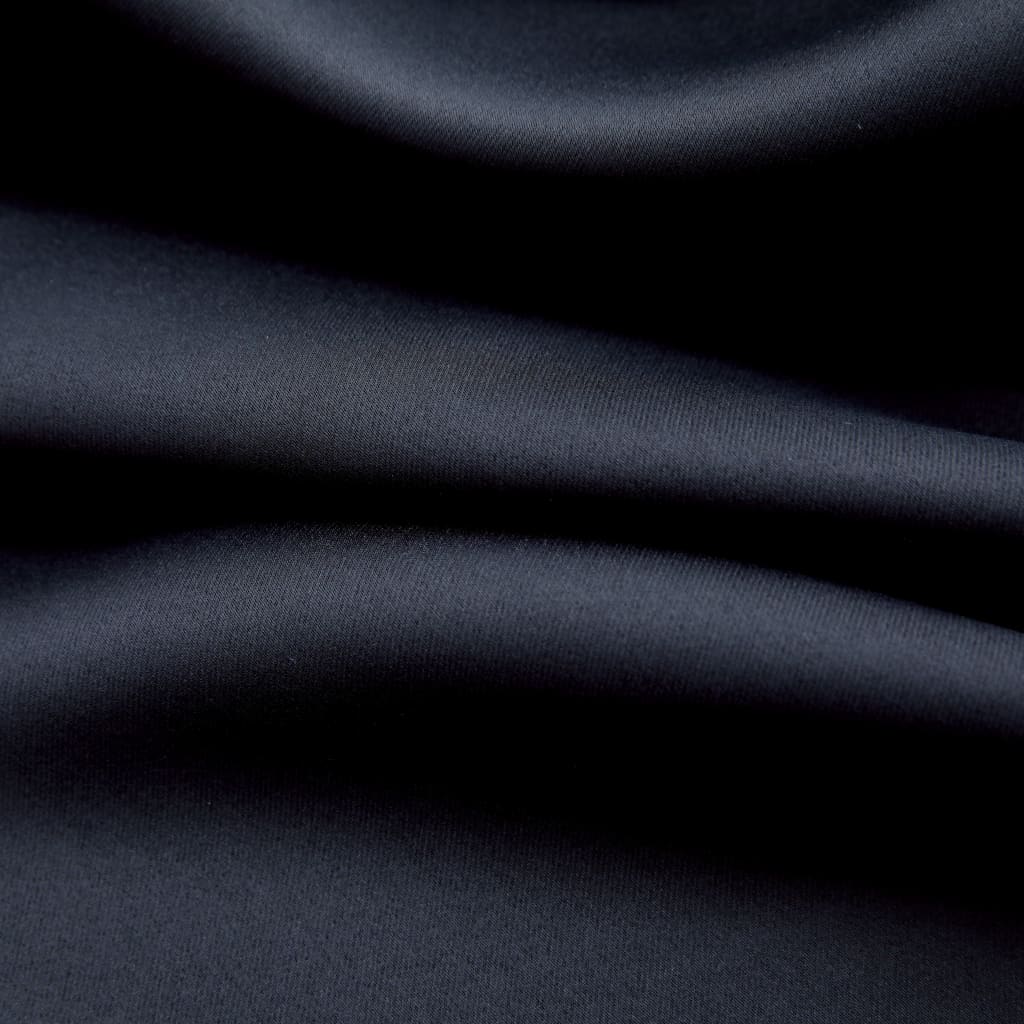 vidaXL Gordijn verduisterend met metalen ringen 2 st 140x175 cm zwart