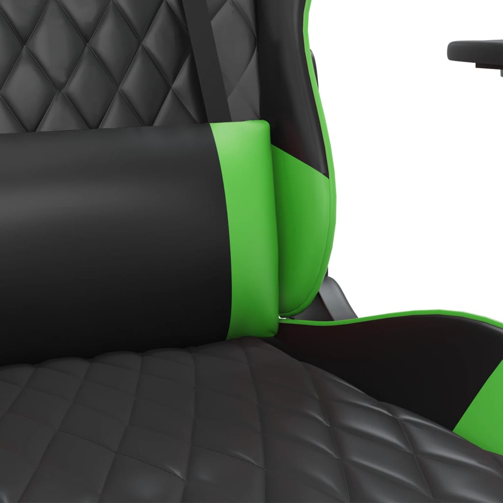 vidaXL Gamestoel met voetensteun kunstleer zwart en groen