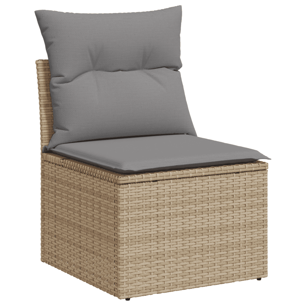 vidaXL 7-delige Loungeset met kussens poly rattan beige