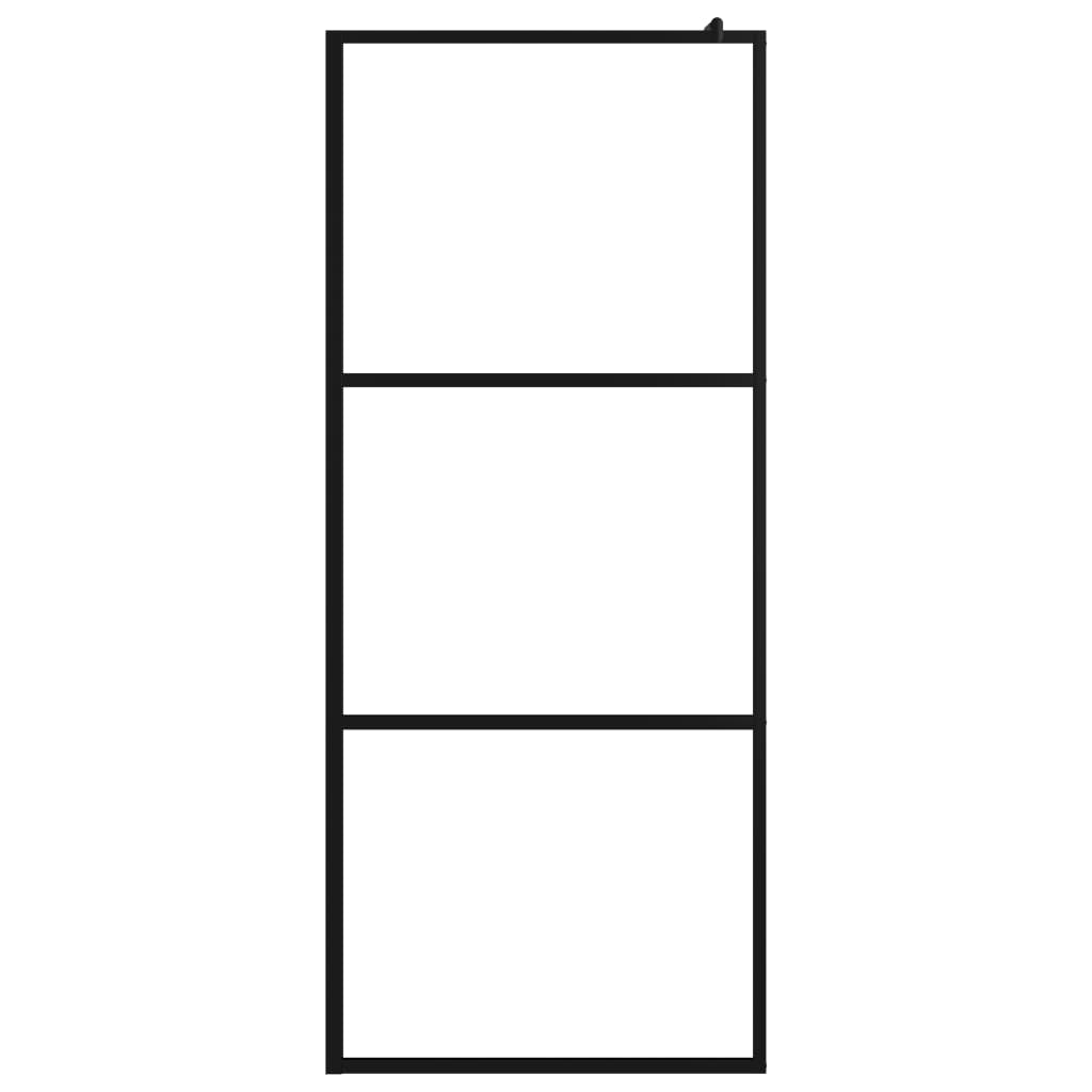 vidaXL Inloopdouchewand met schap 90x195 cm ESG-glas aluminium zwart