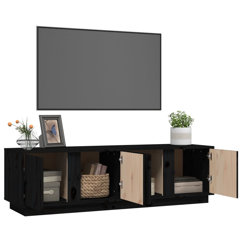 vidaXL Tv-meubel 140x40x40 cm massief grenenhout zwart
