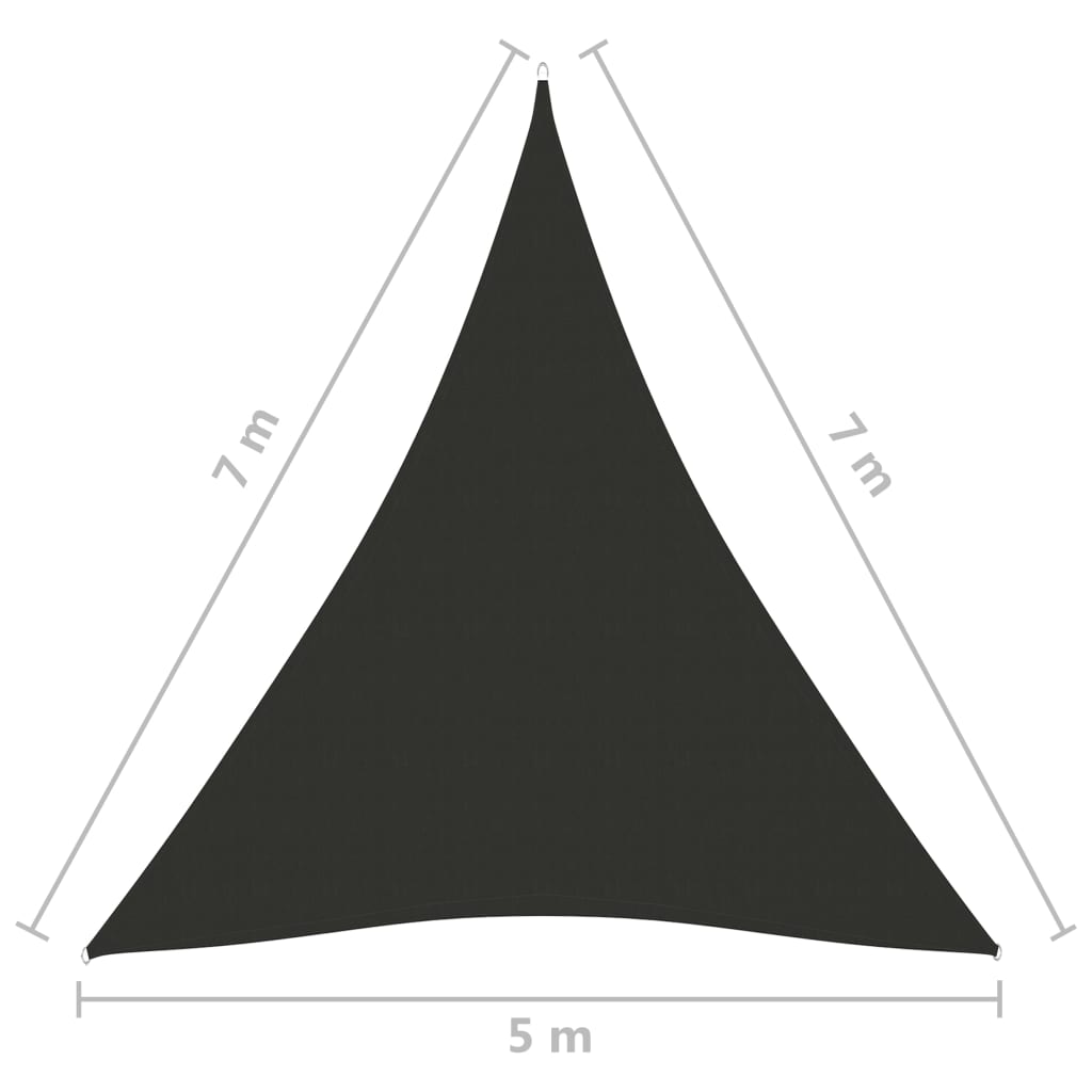 vidaXL Zonnescherm driehoekig 5x7x7 m oxford stof antracietkleurig