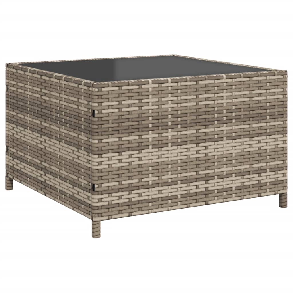 vidaXL Tuinbank met tafel en kussens L-vormig poly rattan grijs