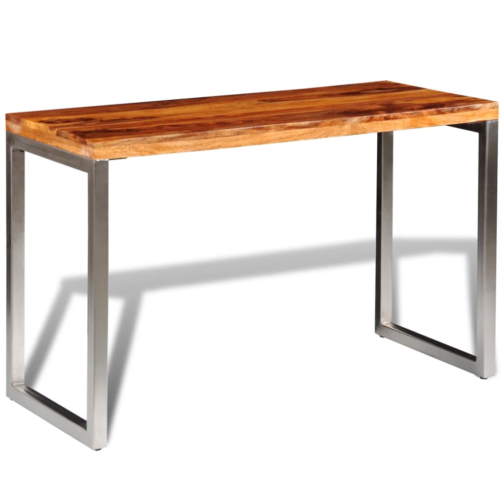 vidaXL Eettafel/bureau met stalen poten massief hout