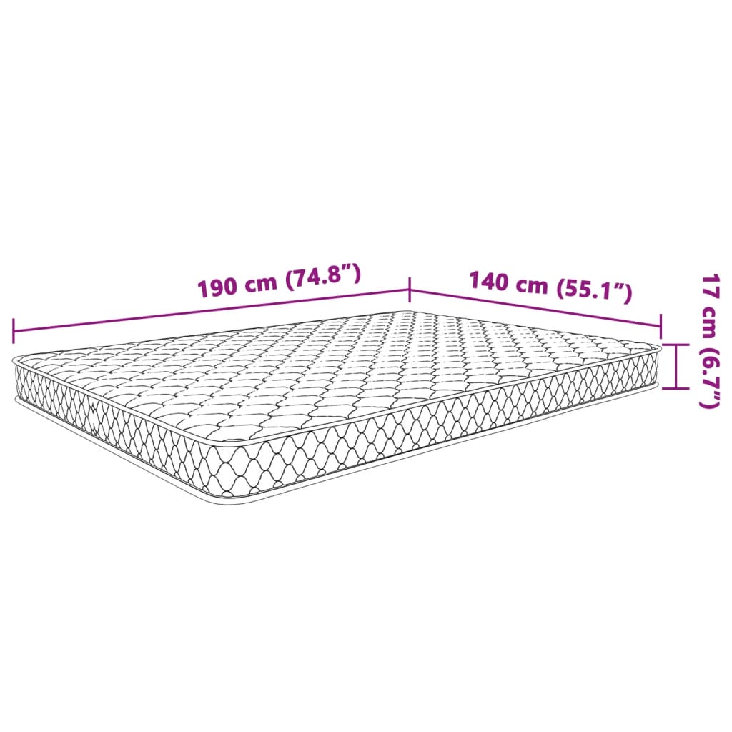 vidaXL Traagschuimmatras 140x190x17 cm wit