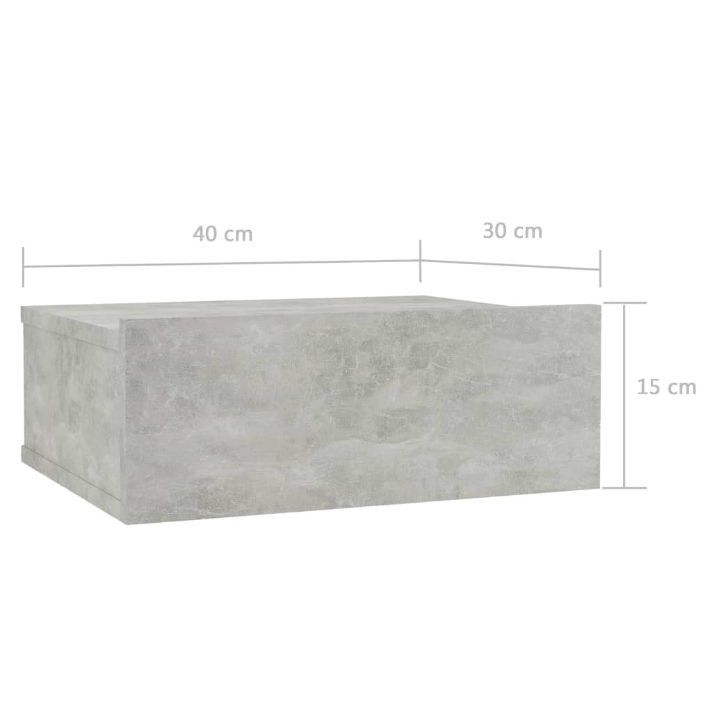 vidaXL Nachtkastje zwevend 40x30x15 cm bewerkt hout betongrijs