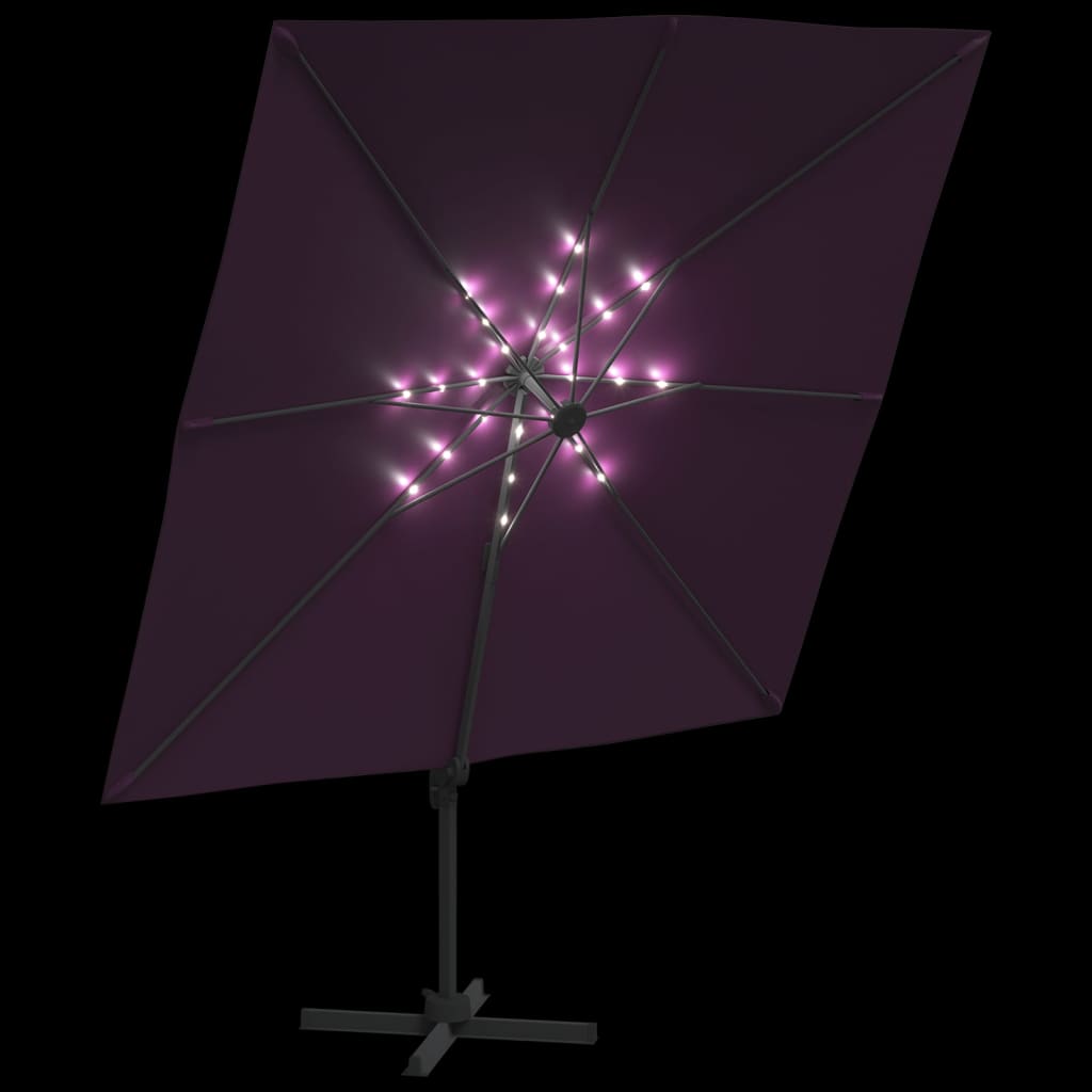vidaXL Zweefparasol met LED-verlichting 400x300 cm bordeauxrood