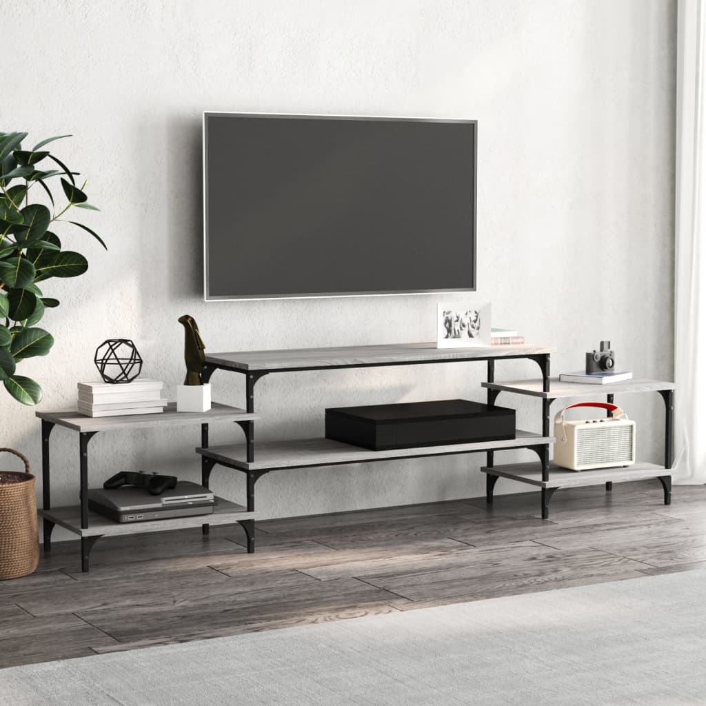 vidaXL Tv-meubel 197x35x52 cm bewerkt hout grijs sonoma eikenkleurig