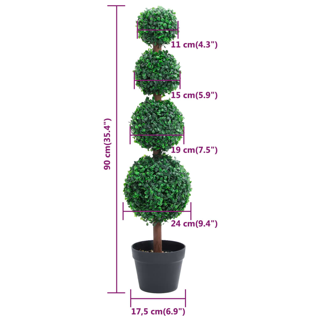 vidaXL Kunstplant met pot buxus bolvorming 90 cm groen